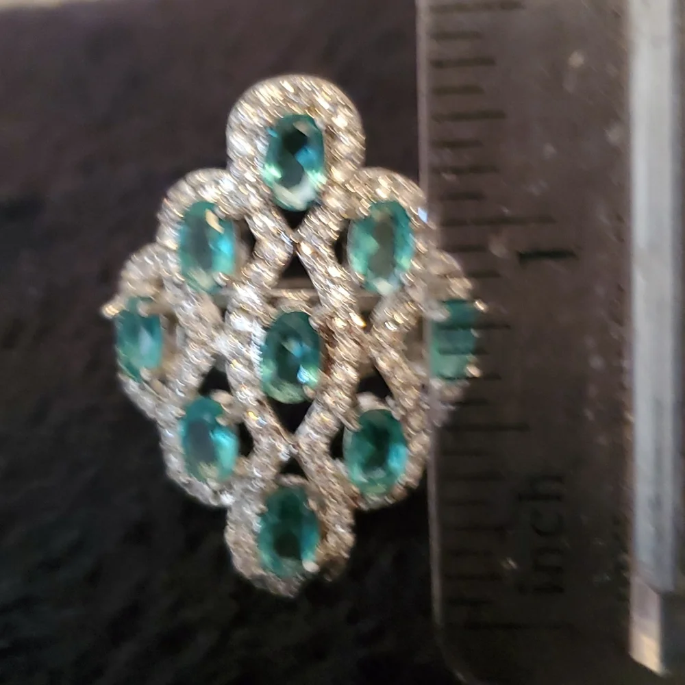Sterling Silver Large Blue Topaz Ring 7 - Picture 6 of 7